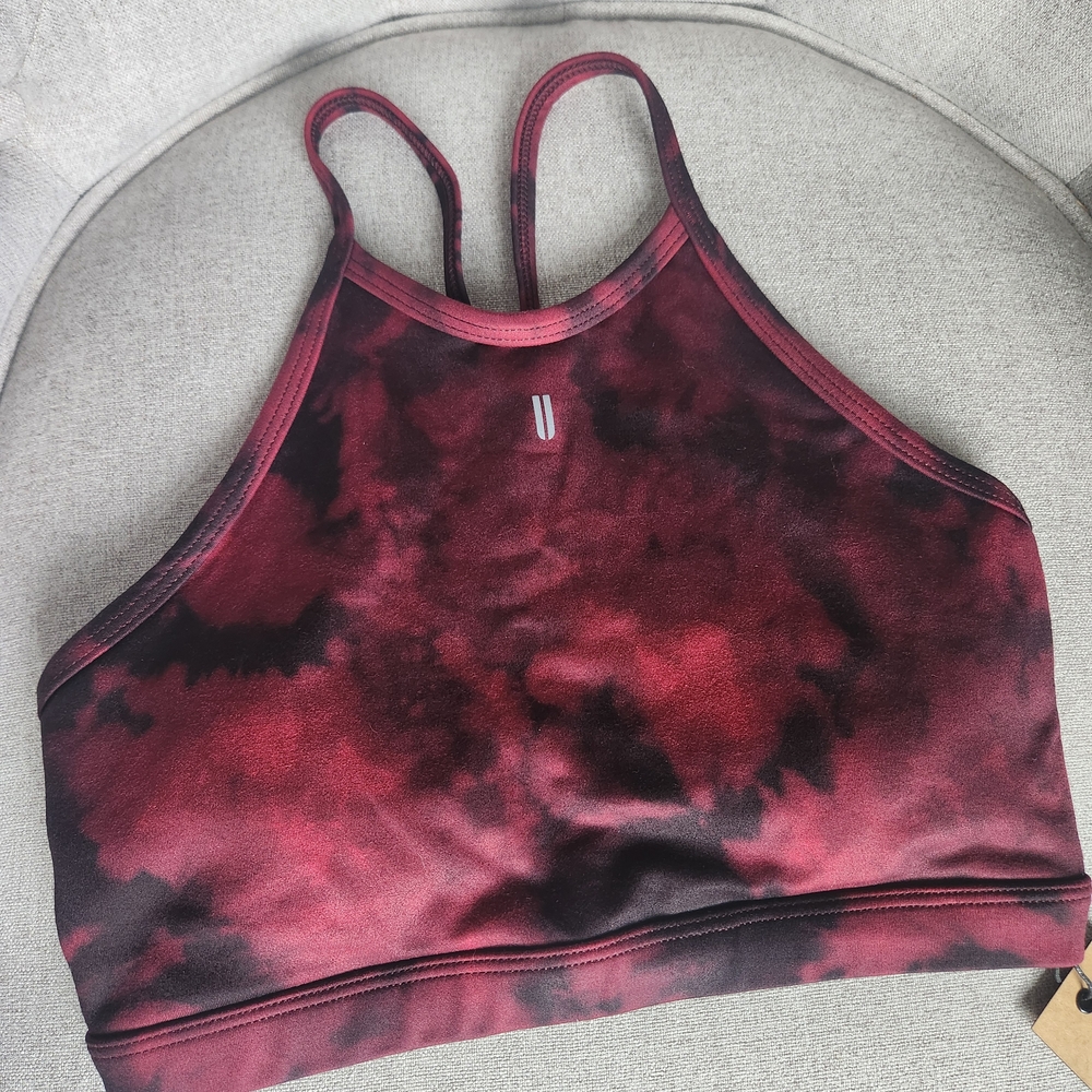 NOBULL Burgundy Tie-Dye Racerback Sports Bra NWT S